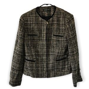 Jones New York collection wool acrylic blend black and gold blazer